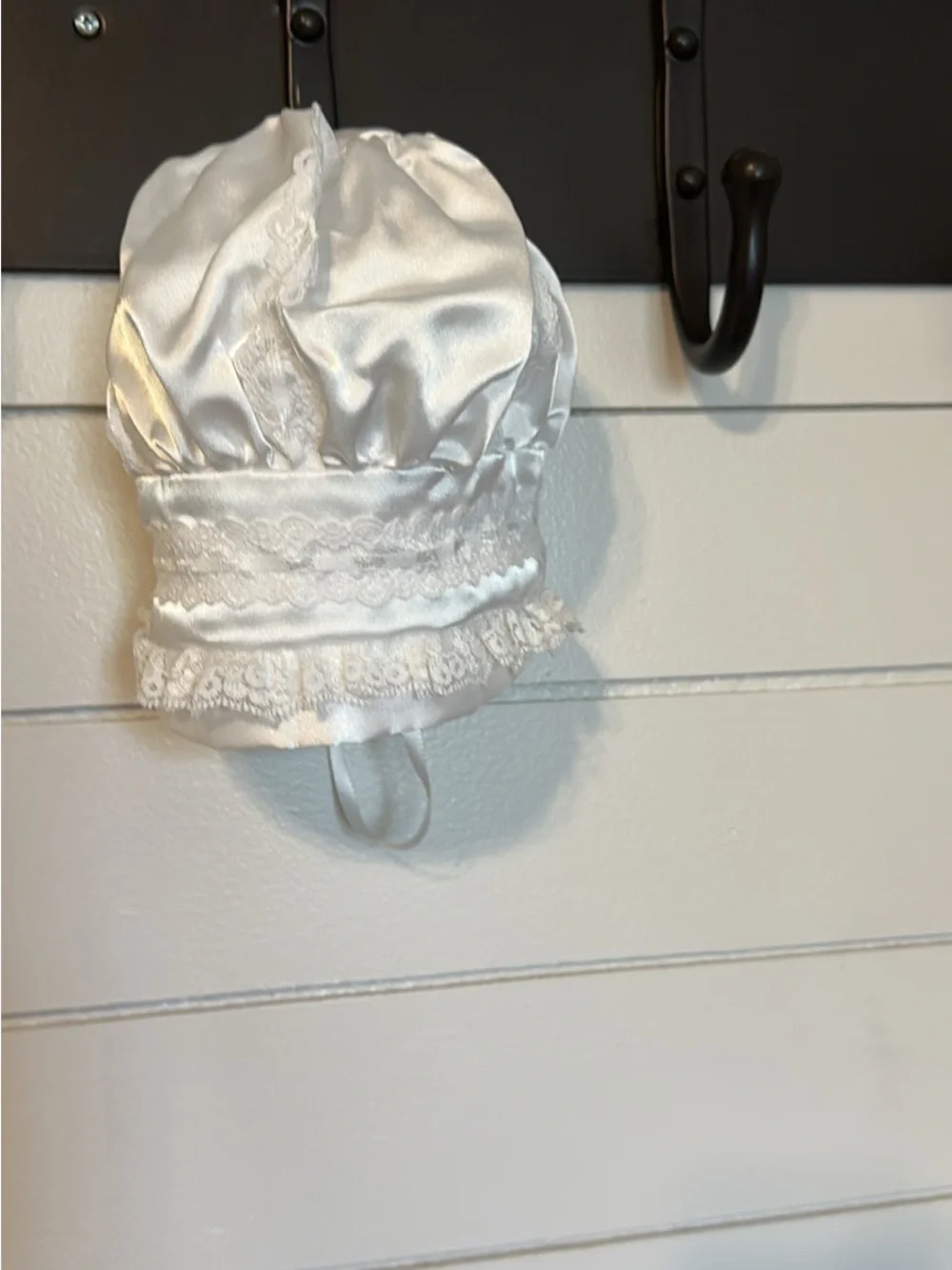 White Satin Lace-Trim Kids christining  Dress